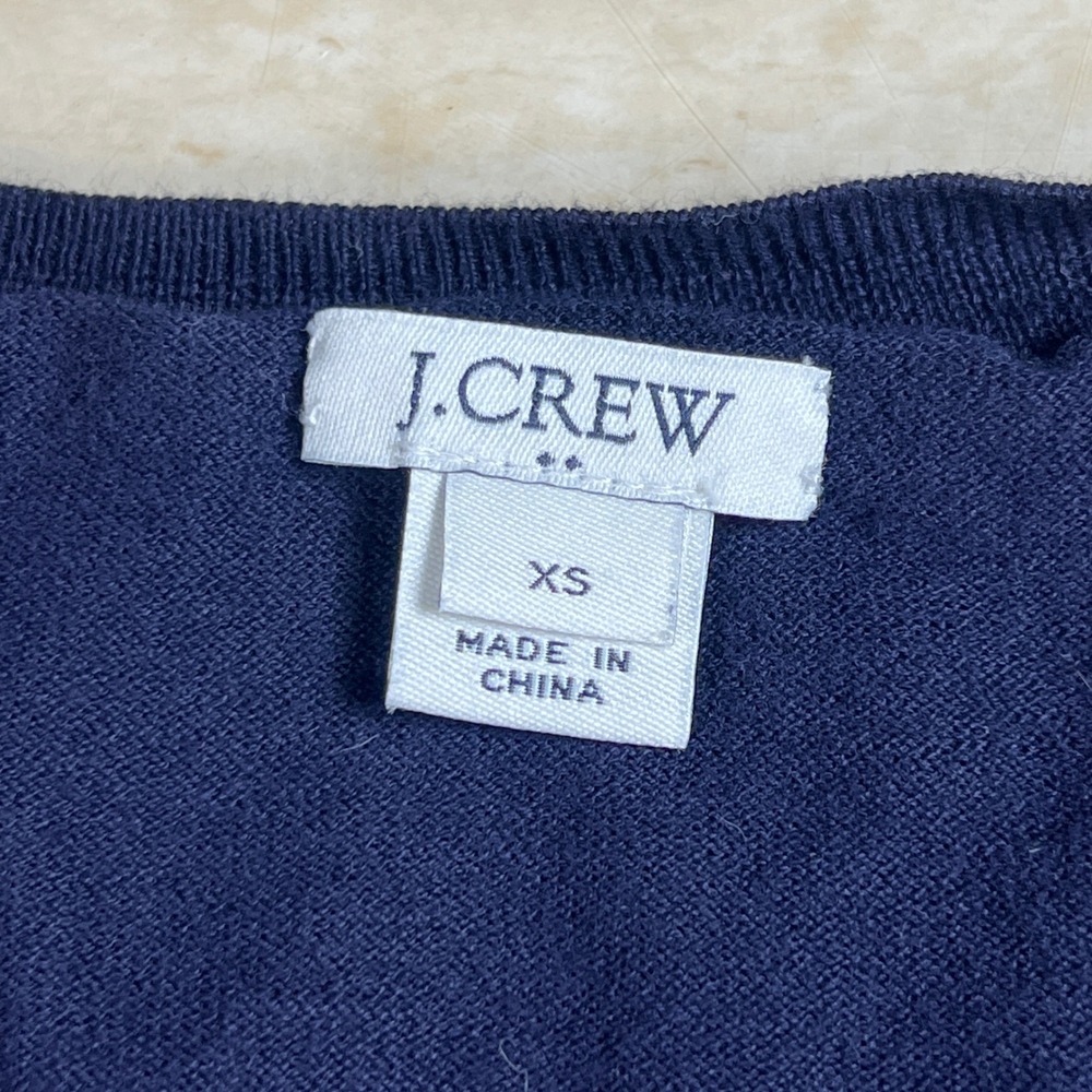 J. Crew Navy Blue Long Sleeve Pink Flamingo Graphic Knit Sweater Top XS - Picture 3 of 11